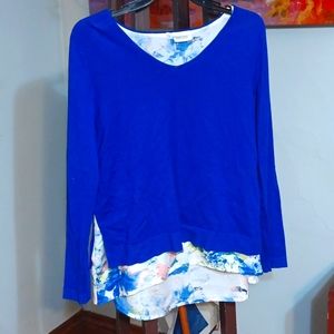 Blue and floral long sleeve women's shirt